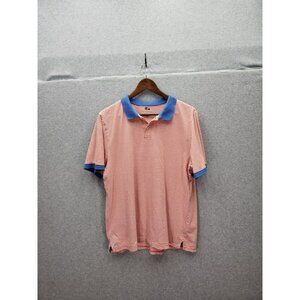 Free Assembly Polo Shirt Men Large Red Striped Contrast Collar Short Sleeve